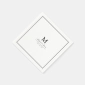 Elegant zwart-wit minimalistisch monogram servet (Hoek)