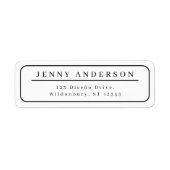 Elegant zwart-wit minimalistisch retouradres etiket (Voorkant)