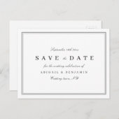 Elegant zwart-wit minimalistisch sparen de datum aankondigingskaart (Voorkant / Achterkant)