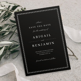 Elegant zwart-wit minimalistisch sparen de datum save the date