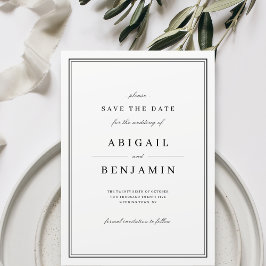 Elegant zwart-wit minimalistisch sparen de datum save the date