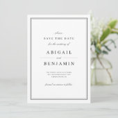 Elegant zwart-wit minimalistisch sparen de datum save the date (Staand voorkant)