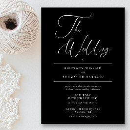 Elegant Zwart & Wit: Minimalistische bruiloft Kaart