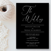 Elegant Zwart & Wit: Minimalistische bruiloft Kaart