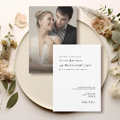 Elegant zwart wit minimalistische foto bruiloft kaart