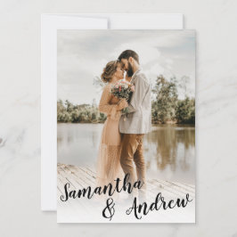 Elegant zwart-wit minimalistische fotobruiloft kaart