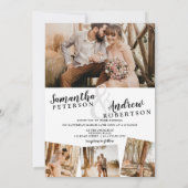 Elegant zwart-wit minimalistische fotobruiloft kaart (Achterkant)