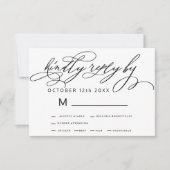 Elegant zwart wit minimalistische kalligrafie brui RSVP kaartje (Voorkant)