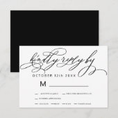 Elegant zwart wit minimalistische kalligrafie brui RSVP kaartje (Voorkant / Achterkant)