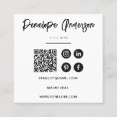 Elegant zwart-wit minimalistische QR-code Modern Vierkante Visitekaartje (Achterkant)