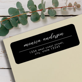 Elegant zwart wit minimalistische scriptnaam etiket