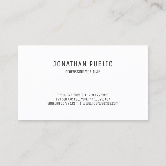 Elegant zwart-wit minimalistische Sjabloon Modern Visitekaartje (Achterkant)
