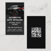 Elegant Zwart Wit Mobiel Auto Wassen QR Code Visitekaartje (Voorkant / Achterkant)