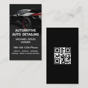 Elegant Zwart Wit Mobiel Auto Wassen QR Code Visitekaartje
