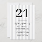 Elegant Zwart-Wit Modern 21e Verjaardag Kaart (Voorkant)