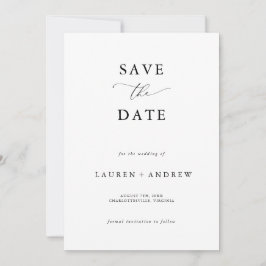 Elegant Zwart & Wit Modern Classic Save the Date Kaart