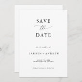 Elegant Zwart & Wit Modern Classic Save the Date Kaart (Voorkant / Achterkant)