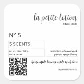 Elegant Zwart & Wit Modern Cosmetisch Flessenetike Vierkante Sticker (Voorkant)