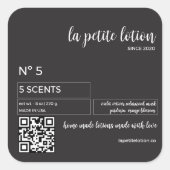 Elegant Zwart & Wit Modern Cosmetisch Flessenetike Vierkante Sticker (Voorkant)