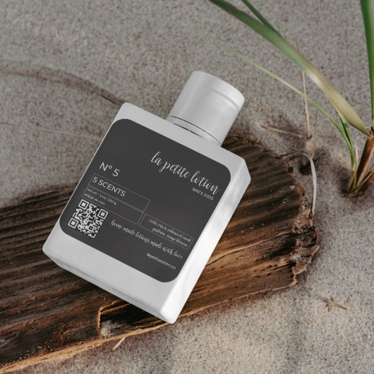 Elegant Zwart & Wit Modern Cosmetisch Flessenetike Vierkante Sticker