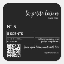 Elegant Zwart & Wit Modern Cosmetisch Flessenetike Vierkante Sticker