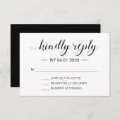 Elegant Zwart-Wit Modern Minimalistisch RSVP (Voorkant / Achterkant)