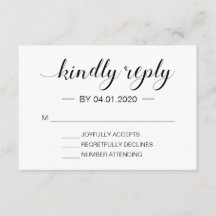 Elegant Zwart-Wit Modern Minimalistisch RSVP