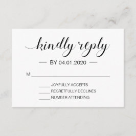 Elegant Zwart-Wit Modern Minimalistisch RSVP Kaartje