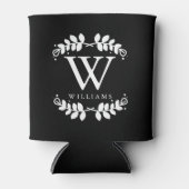Elegant zwart-wit modern monogram blikjeskoeler (Voorkant)