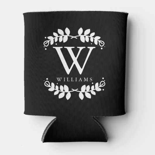 Elegant zwart-wit modern monogram blikjeskoeler (Voorkant)