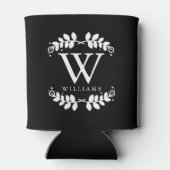 Elegant zwart-wit modern monogram blikjeskoeler (Achterkant)