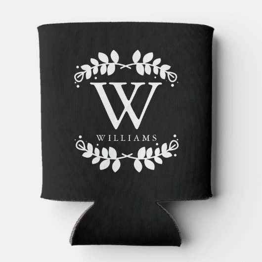 Elegant zwart-wit modern monogram blikjeskoeler (Achterkant)