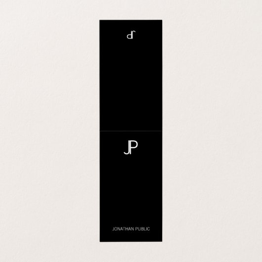 Elegant Zwart-wit Modern Monogram Eenvoudig Visitekaartje (Buitenkant ongevouwen)
