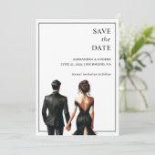 Elegant Zwart-wit Modern Save the Date Kaart (Staand voorkant)
