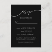 Elegant Zwart-Wit Modern Script Bruiloft RSVP Informatiekaartje (Voorkant)