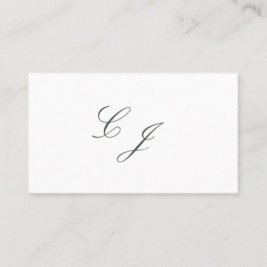Elegant Zwart Wit Modern Script Monogram Bruiloft Plaatskaartje (Achterkant)
