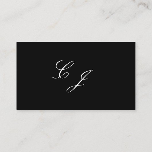 Elegant Zwart Wit Modern Script Monogram Bruiloft Plaatskaartje (Achterkant)