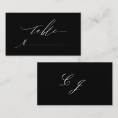 Elegant Zwart Wit Modern Script Monogram Bruiloft Plaatskaartje (Voorkant / Achterkant)