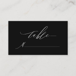 Elegant Zwart Wit Modern Script Monogram Bruiloft Plaatskaartje