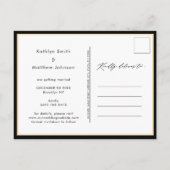 Elegant zwart wit modern script slaat de datum op aankondigingskaart (Achterkant)