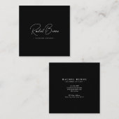 Elegant zwart-wit Modern Script Square Vierkante Visitekaartje (Voorkant / Achterkant)