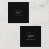 Elegant zwart-wit modern script vierkante visitekaartje (Voorkant / Achterkant)
