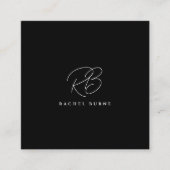 Elegant zwart-wit modern script vierkante visitekaartje (Voorkant)