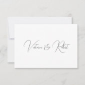 Elegant Zwart & Wit Moderne Bruiloft Bedankkaart (Voorkant)