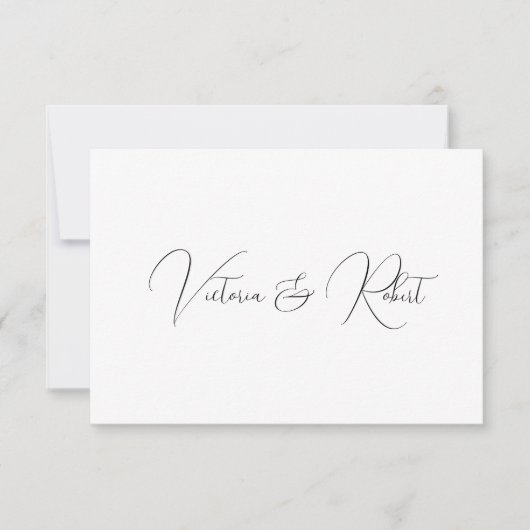 Elegant Zwart & Wit Moderne Bruiloft Bedankkaart (Voorkant)