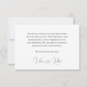 Elegant Zwart & Wit Moderne Bruiloft Bedankkaart (Achterkant)