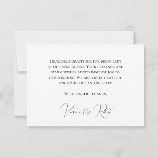 Elegant Zwart & Wit Moderne Bruiloft Bedankkaart (Achterkant)