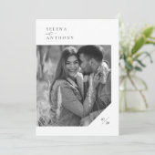 Elegant Zwart & Wit Moderne foto bruiloft Kaart (Staand voorkant)