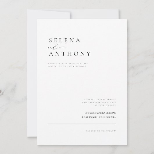 Elegant Zwart & Wit Moderne foto bruiloft Kaart (Achterkant)