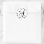 Elegant zwart-wit monogram - A Ronde Sticker (Tas)